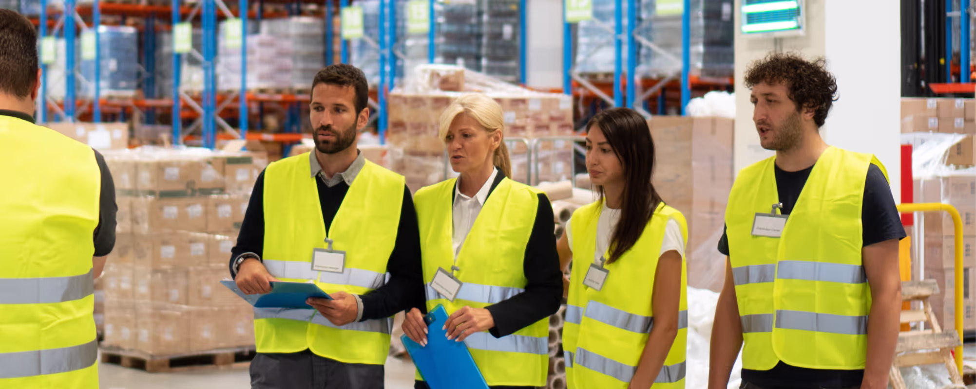 A team in safety vests during on-site training